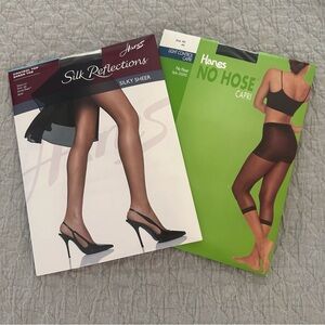 🪅 2 /$12 🆕 Hanes Hosiery Set of Two (2). Barely Black/Jet.  Size AB. NWT